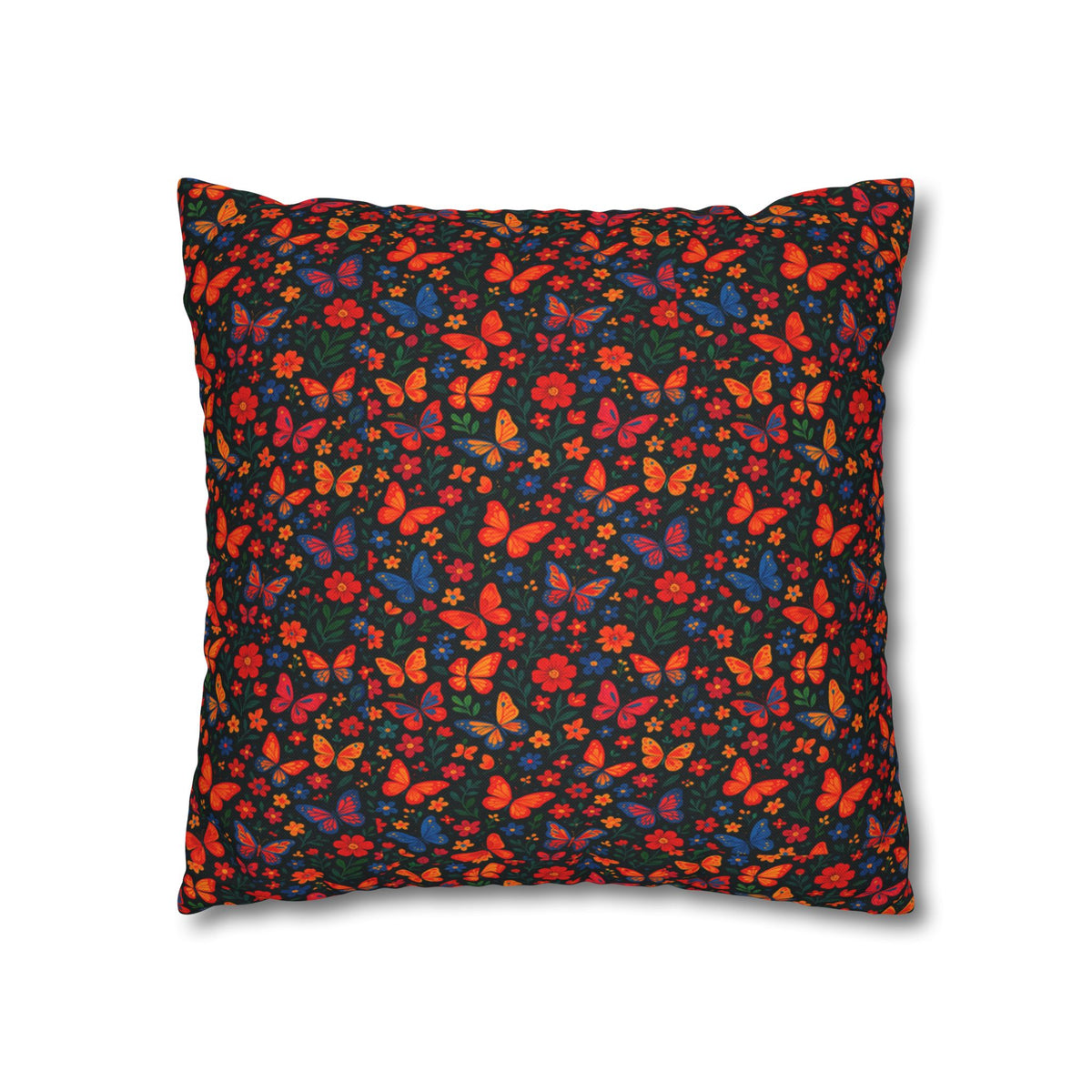 Butterflies Floral Pillowcase, Home Decor, Throw Pillow Cover, Bedroom Accessory, Gift for Her, Spun Polyester Square Pillow