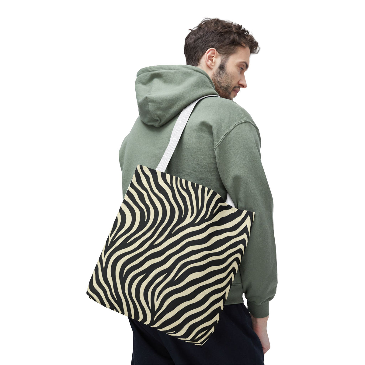 Zebra Stripe Pattern Tote Bag | Animal Print, Black White, All-Over Print