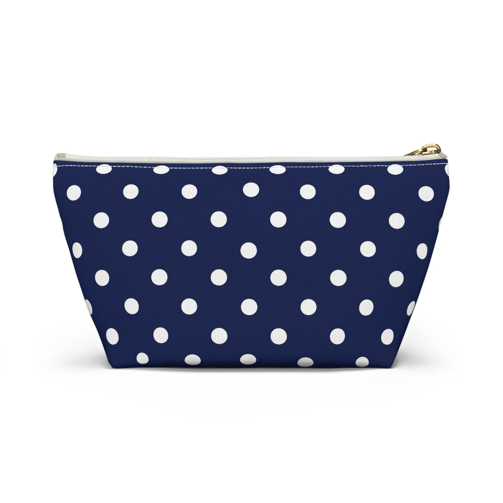 Navy White Polka Dot Accessory Pouch | Makeup Bag