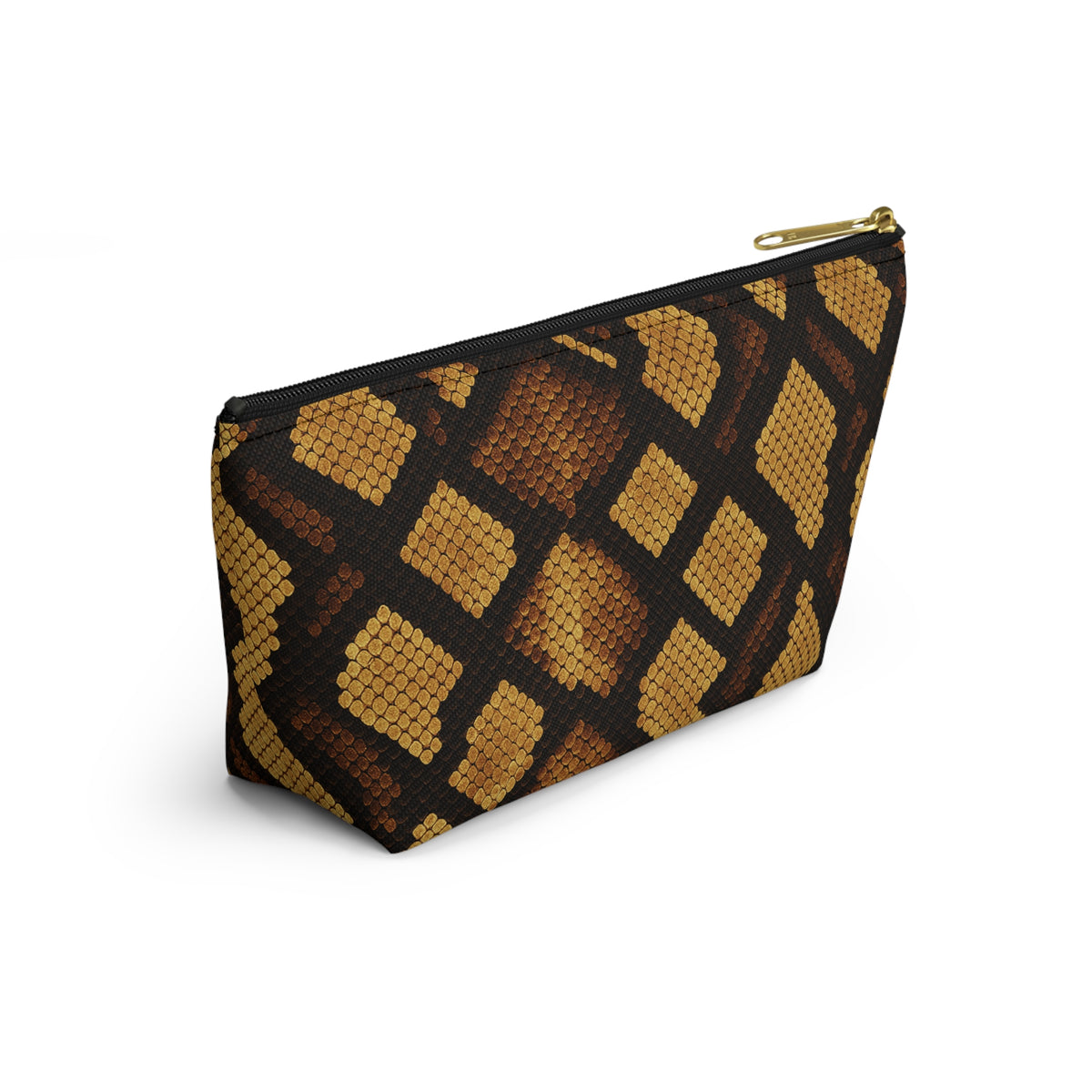 Brown Snake Print Accessory Pouch | T-Bottom Cosmetic Bag
