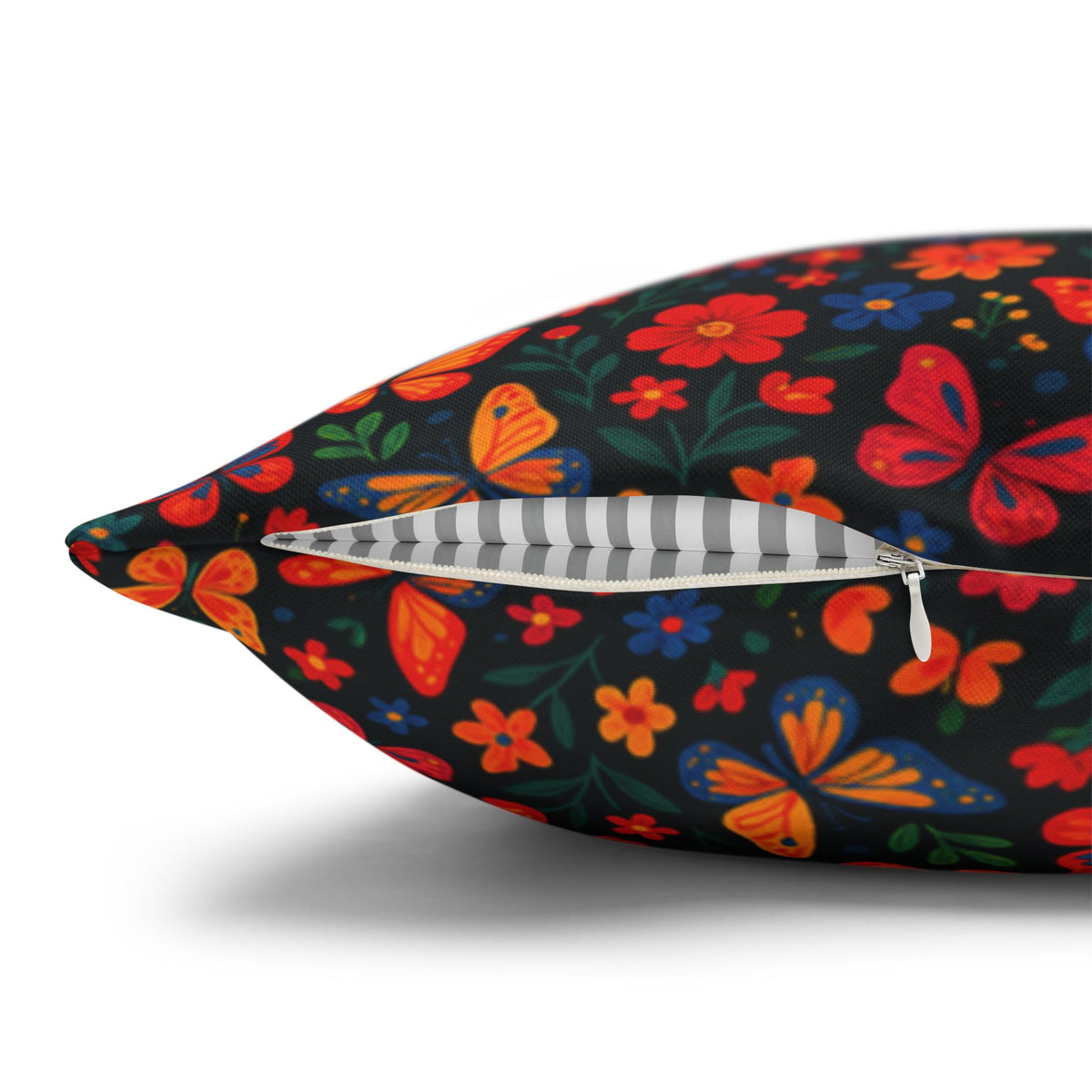 Butterflies Floral Pillowcase, Home Decor, Throw Pillow Cover, Bedroom Accessory, Gift for Her, Spun Polyester Square Pillow