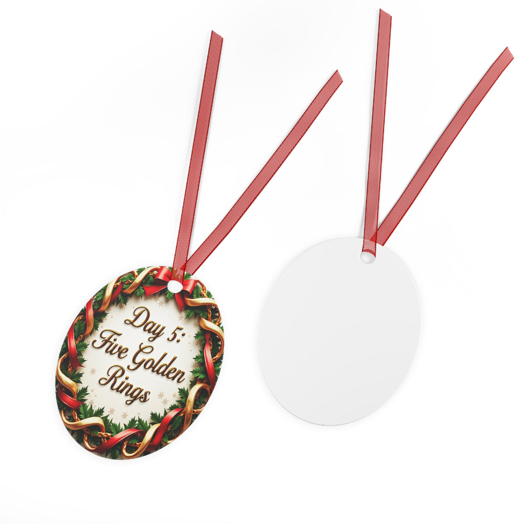 Christmas Ornament, Holiday Decor, Festive Home Decor, Tree Decoration, Metal Ornament Gift, Day 5: Five Golden Rings Ornament