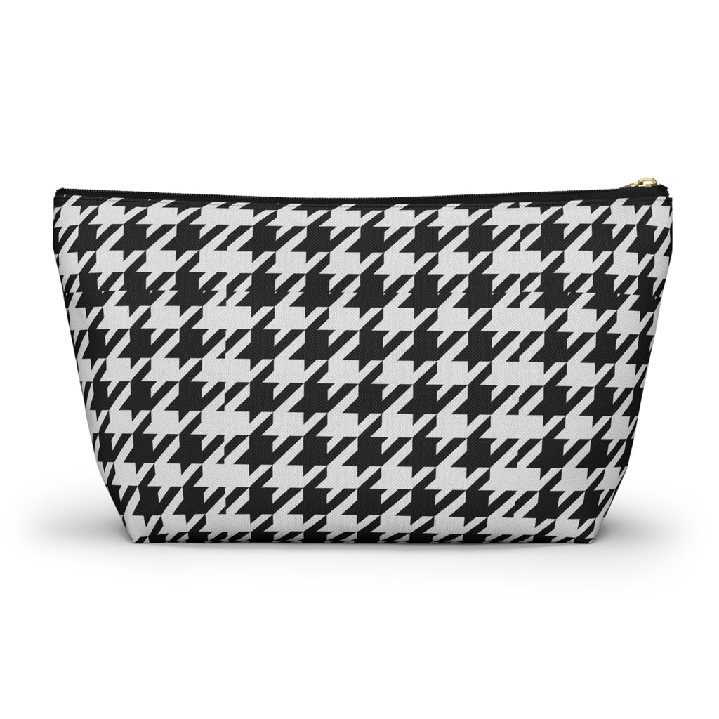 Black and White Houndstooth Accessory Pouch