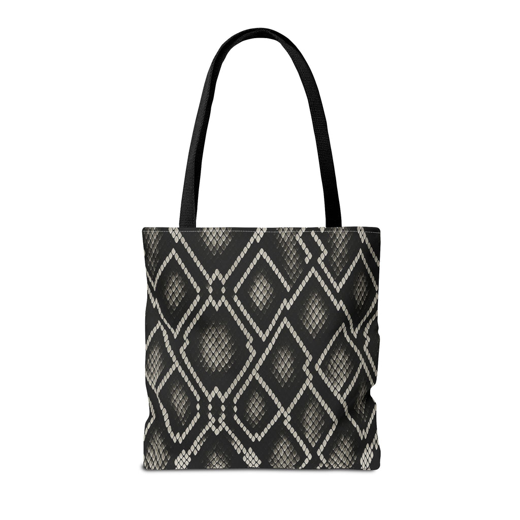 Black Snake Skin Pattern Tote Bag | All-Over Print Fashion Accessory