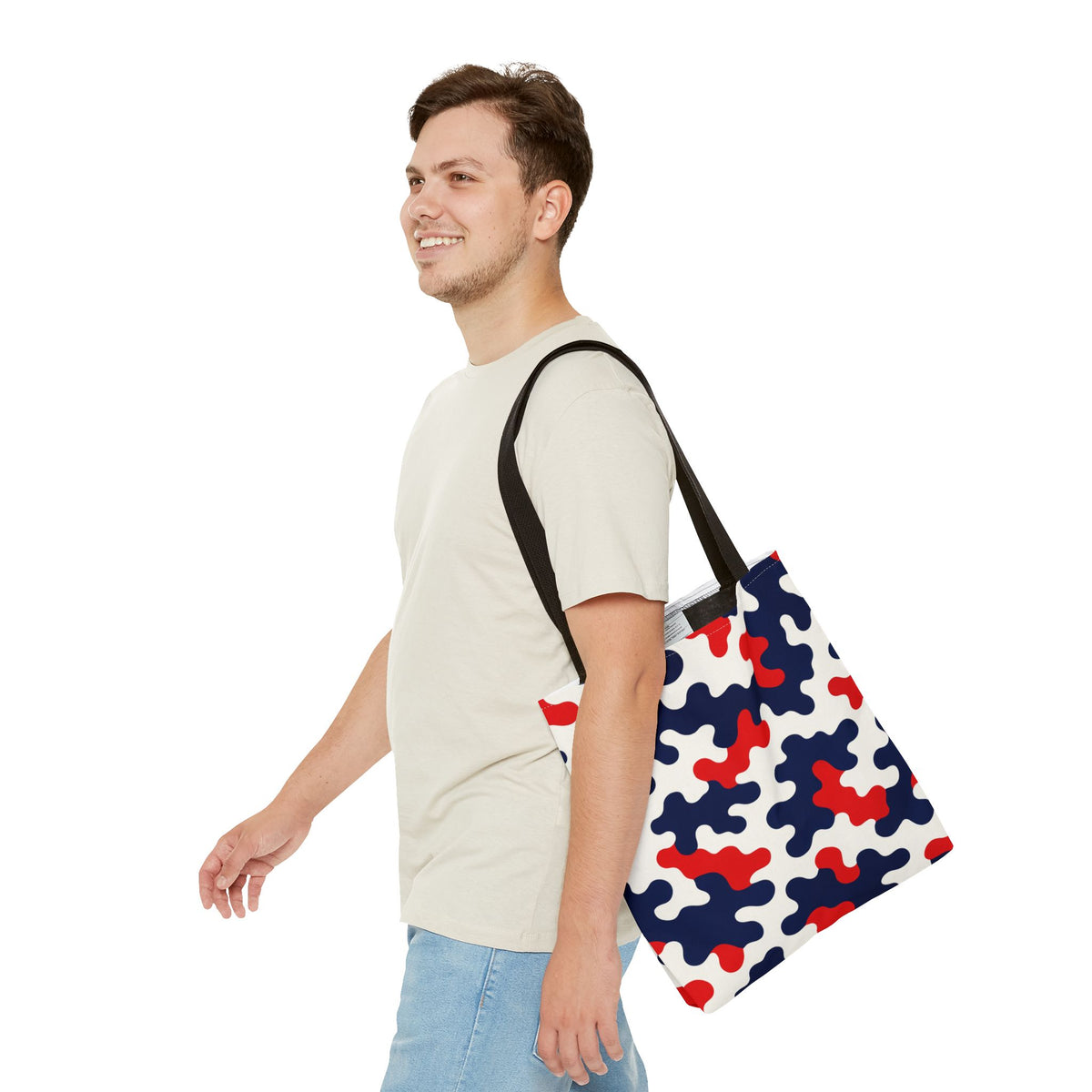 Black White Abstract Camouflage Tote Bag | All-Over Print