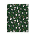 Panda Pattern Velveteen Plush Blanket | Green Skull Floral Repeat