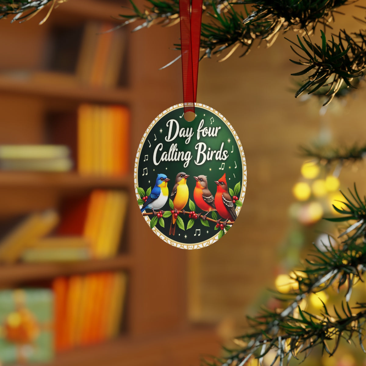 Metal Ornaments, Day 4: Four Calling Birds, Christmas Tree Decor, Holiday Ornament Set, Festive Home Decor, Unique Metal Decoration