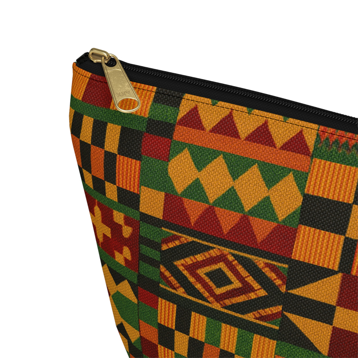 Kente Pattern Accessory Pouch | T-Bottom Makeup Bag, African Print
