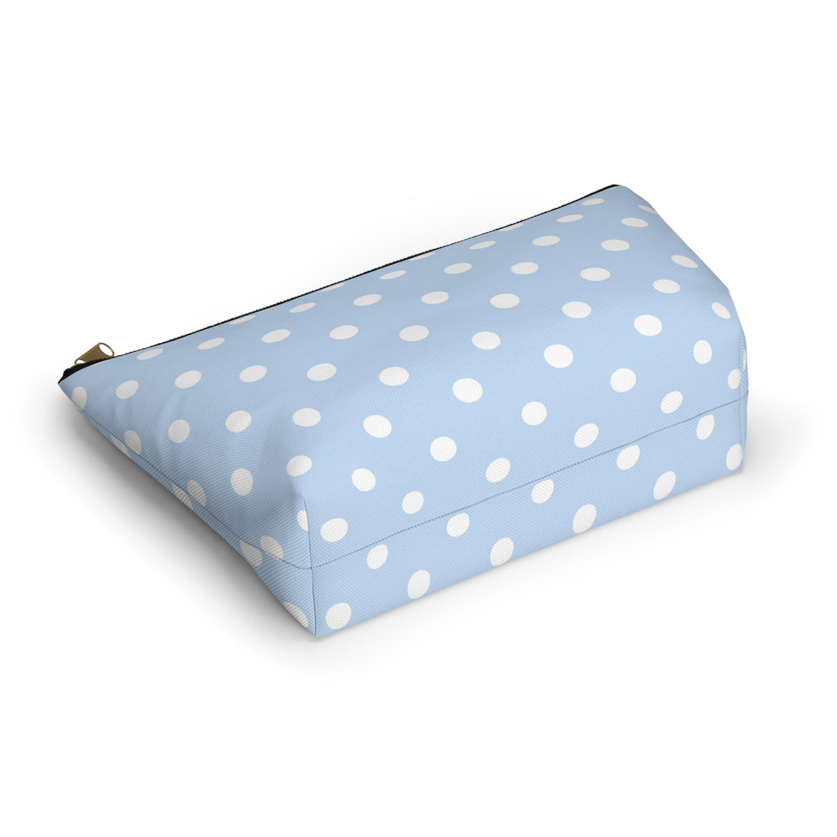 Light Blue Polka Dot Accessory Pouch w T-bottom | Makeup Bag