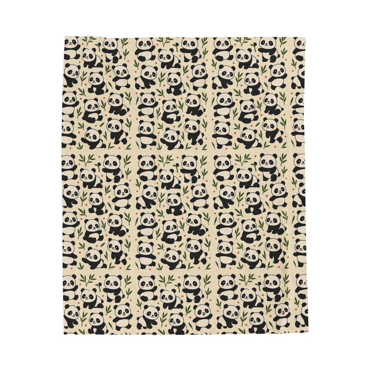 Panda Pattern Velveteen Plush Blanket | Cute Bamboo Bears, Repeating Design