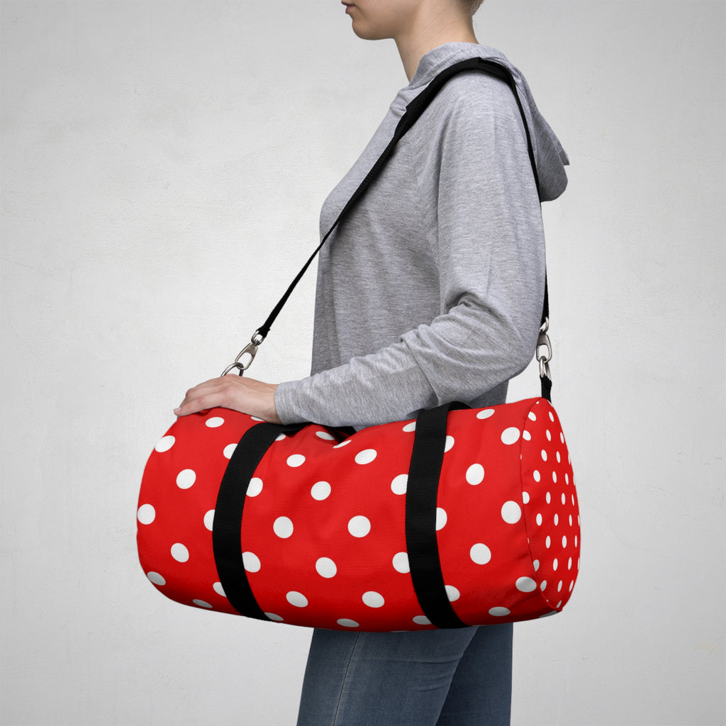Red Polka Dot Duffel Bag – Retro Travel & Gym Tote