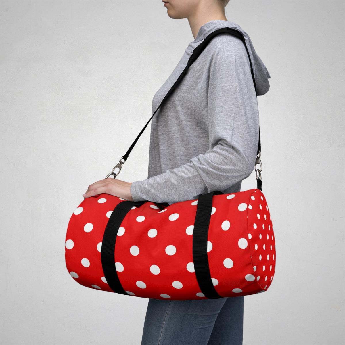 Red Polka Dot Duffel Bag – Retro Travel & Gym Tote