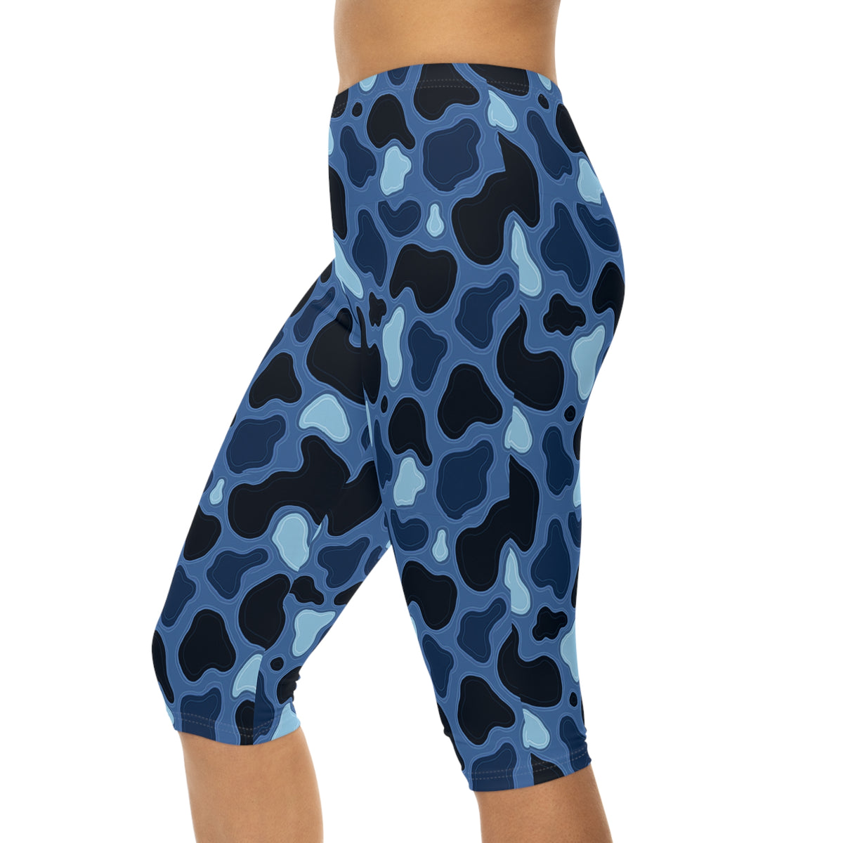 Patina Blue Camo Capri Leggings