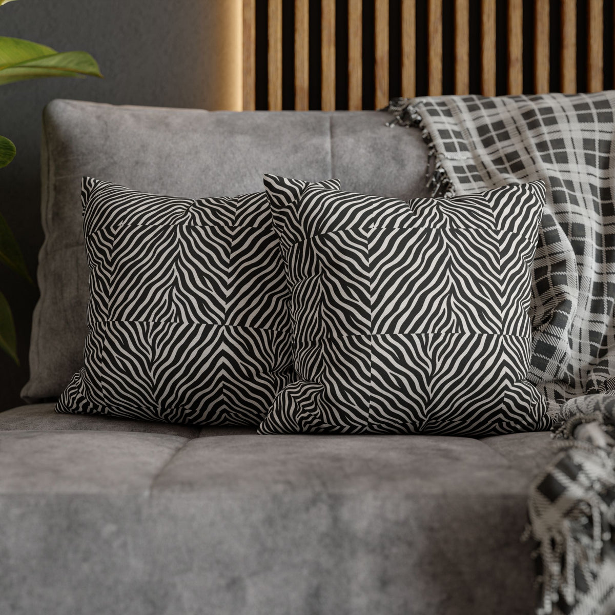 Black White Zebra Stripe Pillowcase | Animal Print Square Pillowcase