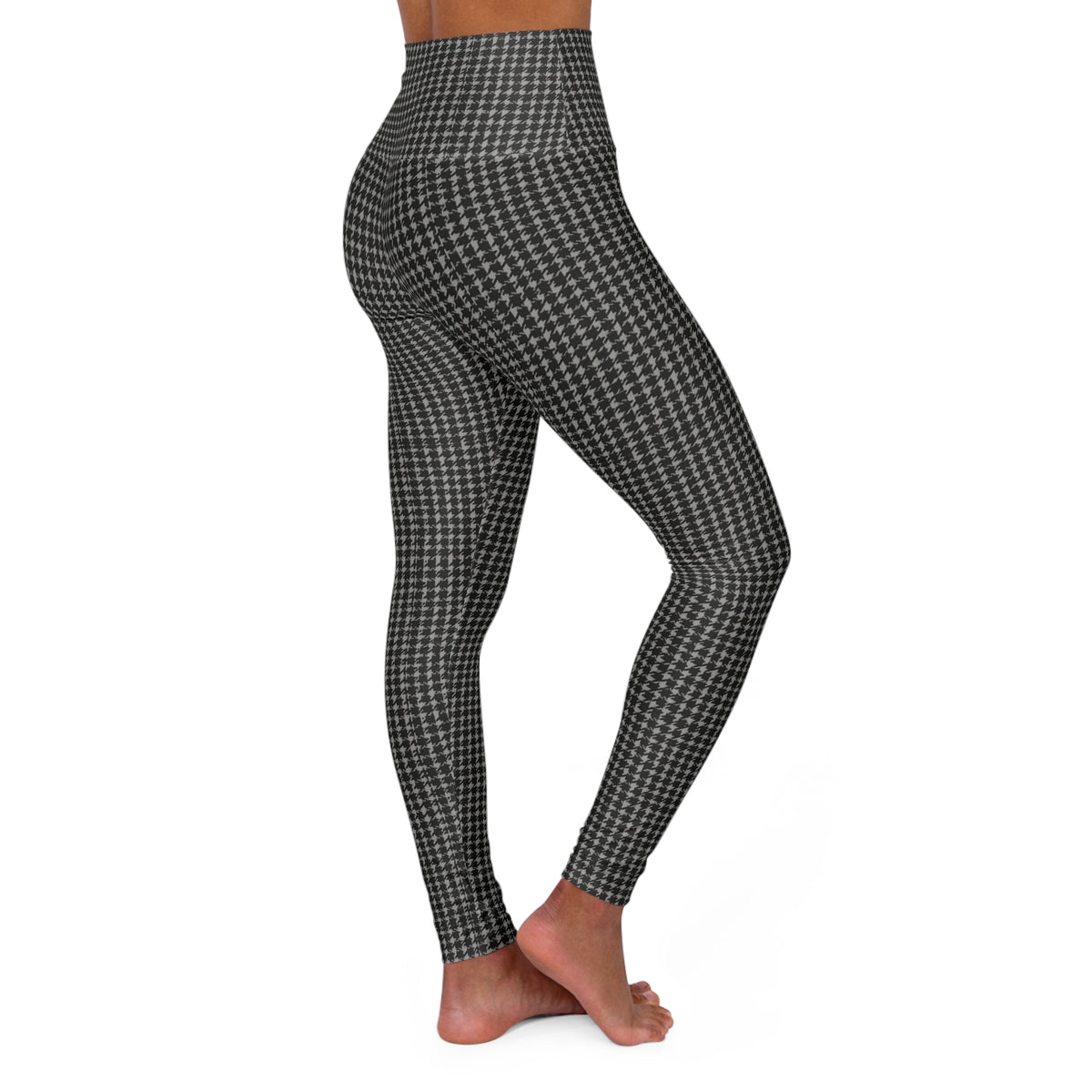 Black Gingham Pattern High Waisted Yoga Leggings | Plaid Activewear
