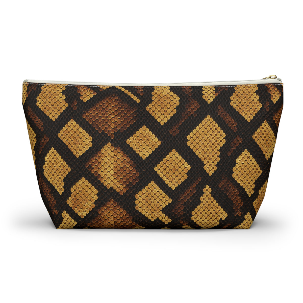 Brown Snake Print Accessory Pouch | T-Bottom Cosmetic Bag