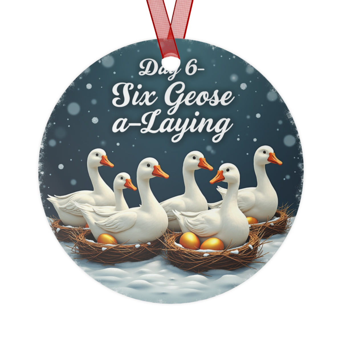 Christmas Metal Ornaments, Six Geese a-Laying Holiday Decor, Xmas Tree Decoration, Festive Ornament Set, Gift for Ornament Collectors,