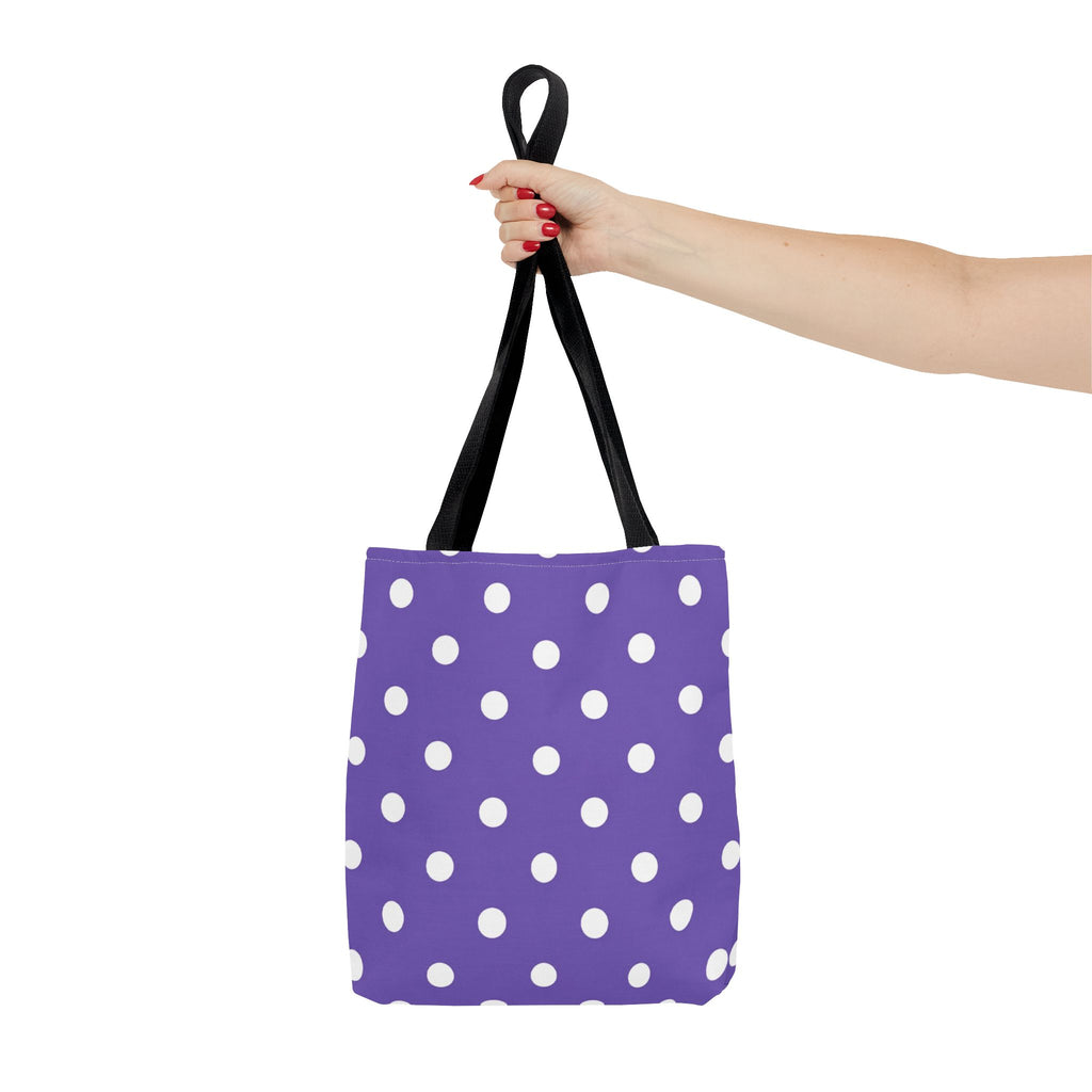 Purple With White Polka Dot Pattern Tote Bag | Purple Background All Over Print