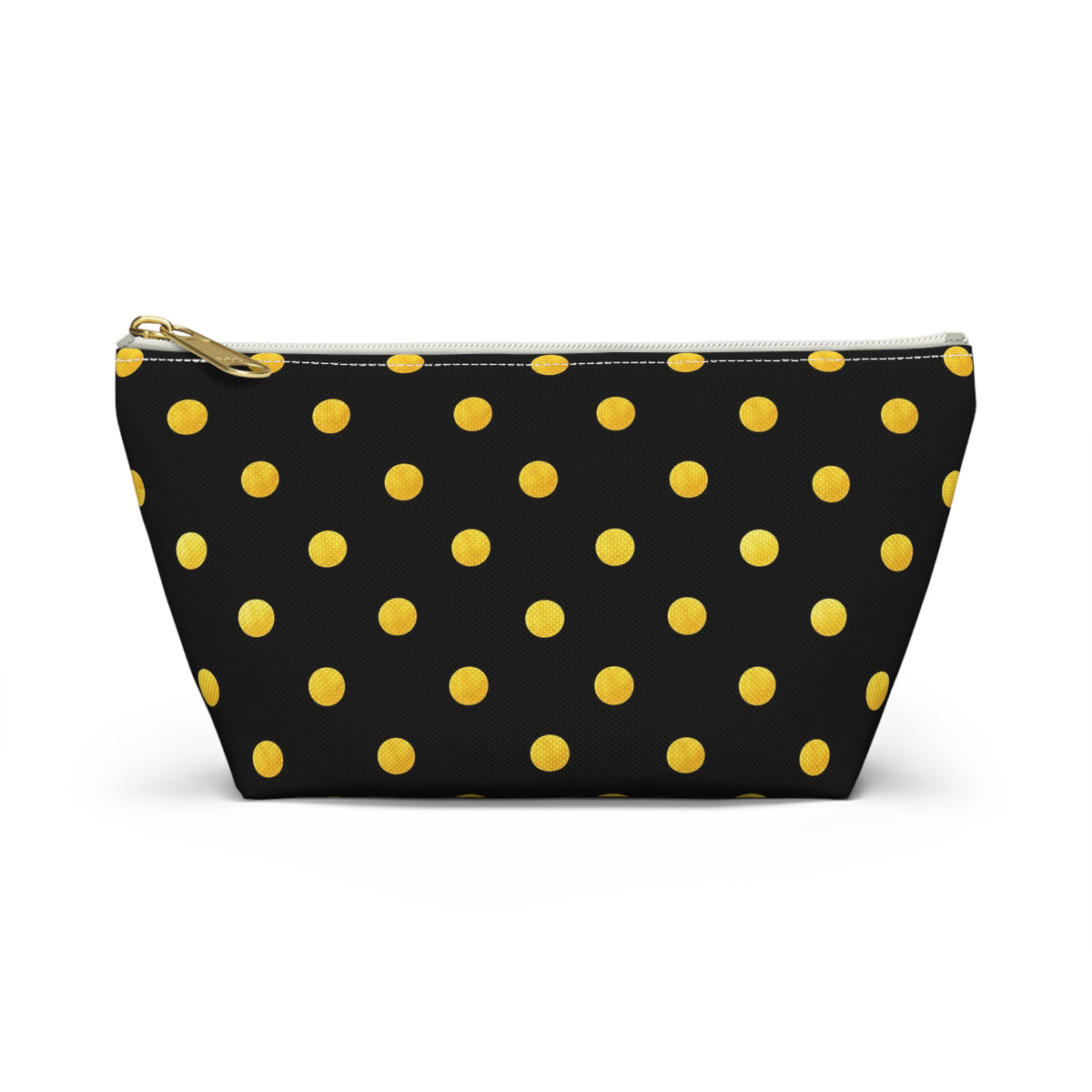 Gold Polka Dot Accessory Pouch | Black Cosmetic Bag