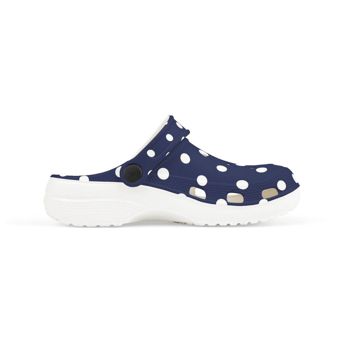 Kids Navy Polka Dot EVA Foam Clogs – Lightweight Slip-On Sandals for Toddlers & Children