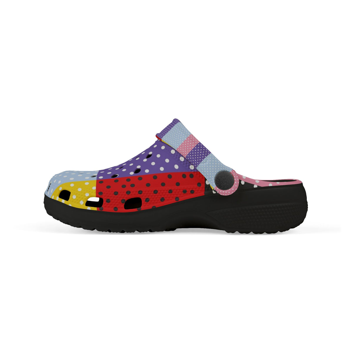 Kids Patchwork Polka Dot EVA Foam Clogs – Colorful Slip-On Sandals for Boys & Girls