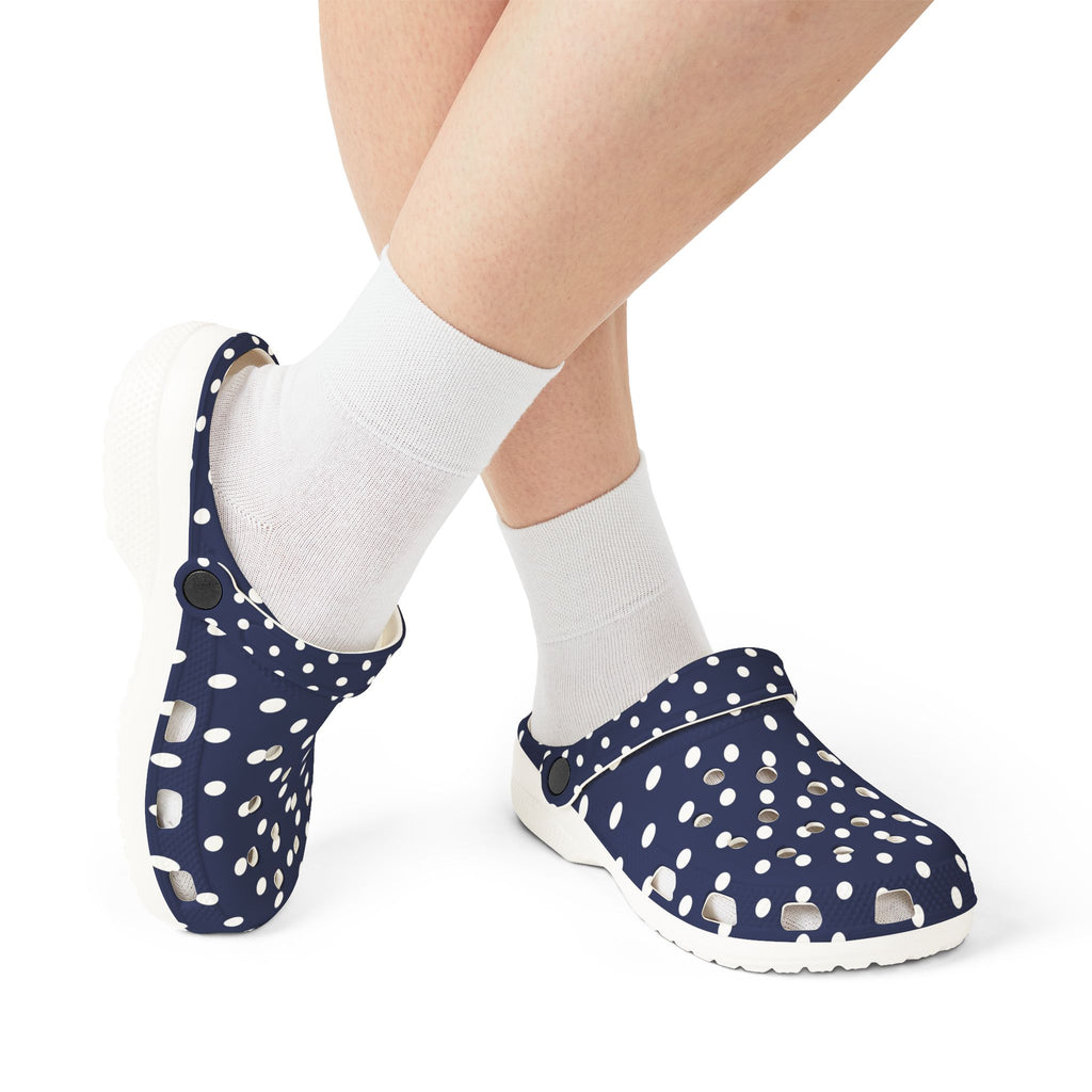 Navy & White Polka Dot EVA Foam Clogs