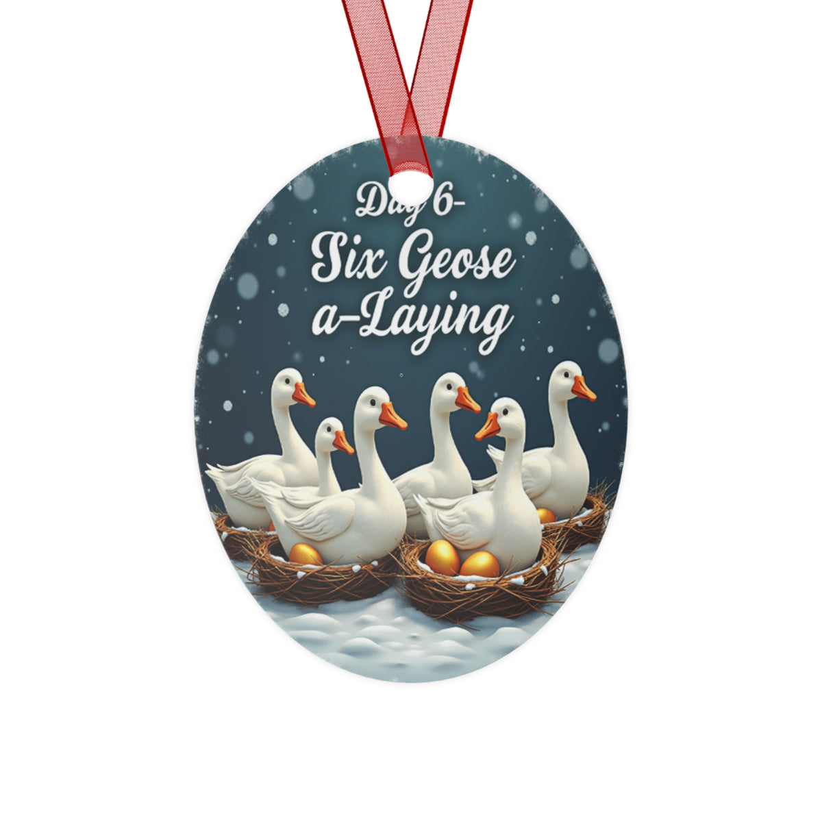 Christmas Metal Ornaments, Six Geese a-Laying Holiday Decor, Xmas Tree Decoration, Festive Ornament Set, Gift for Ornament Collectors,