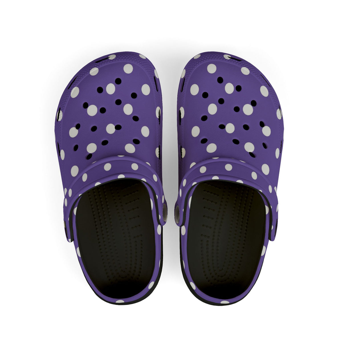 Kids Purple Polka Dot EVA Foam Clogs — Breathable Lightweight Slip-On Shoes