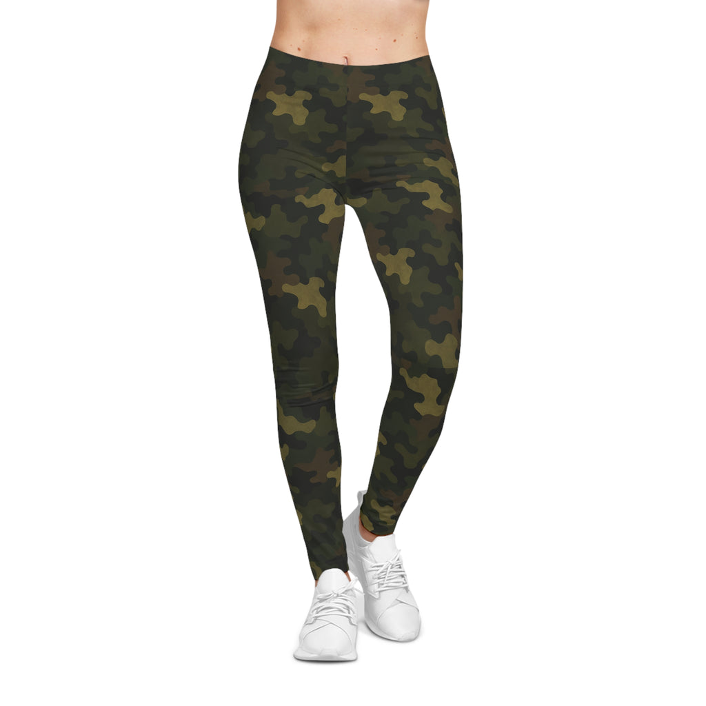 Green Camo Pattern Leggings | All-Over Print Camouflage Leggings