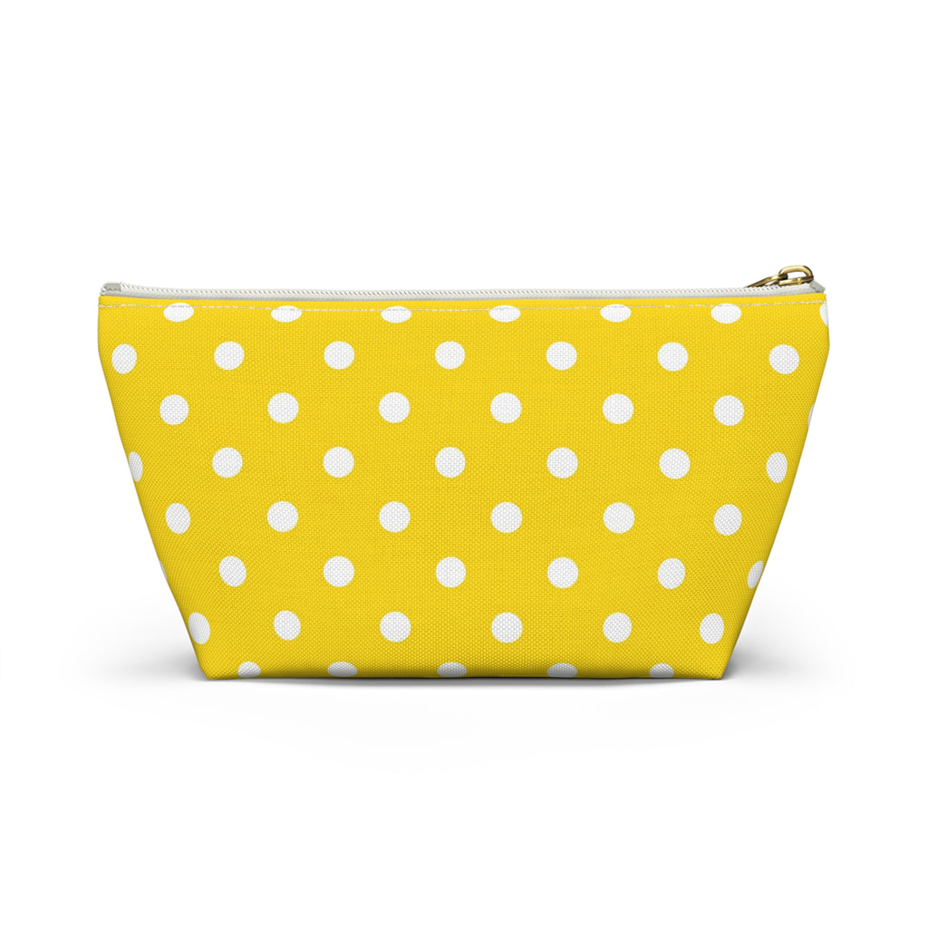 Yellow White Polka Dot Accessory Pouch | T-Bottom Cosmetic Bag