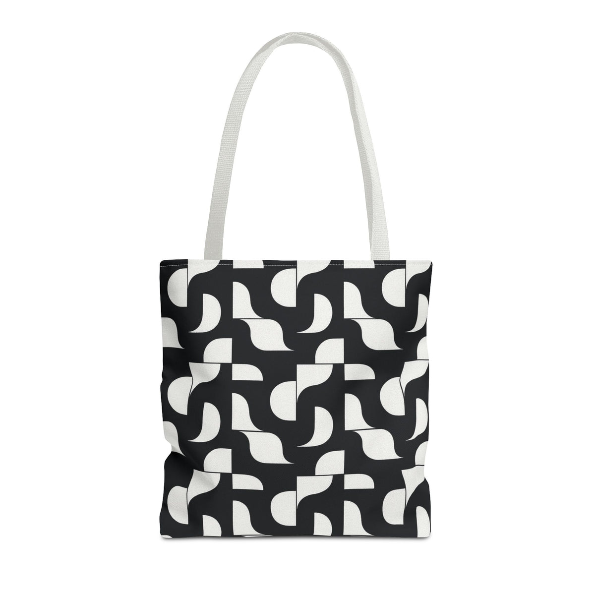 Monochrome Geometric Tote Bag, Black and White Patterned Shopping Bag, Stylish Shoulder Bag, Reusable Grocery Tote, Eco-Friendly Carryall,