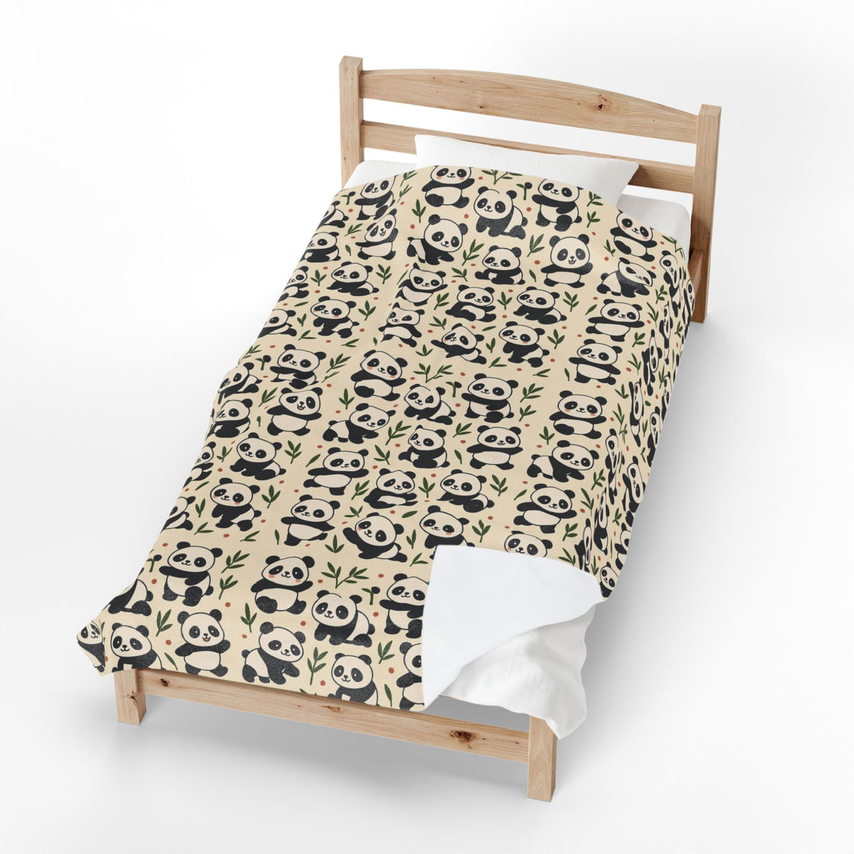 Panda Pattern Velveteen Plush Blanket | Cute Bamboo Bears, Repeating Design
