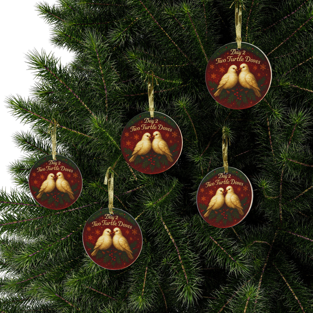 Two Turtle Doves Ornament | Acrylic Christmas Tree Decoration | 12 Days of Christmas Ornament | Holiday Home Decor & Keepsake Gift