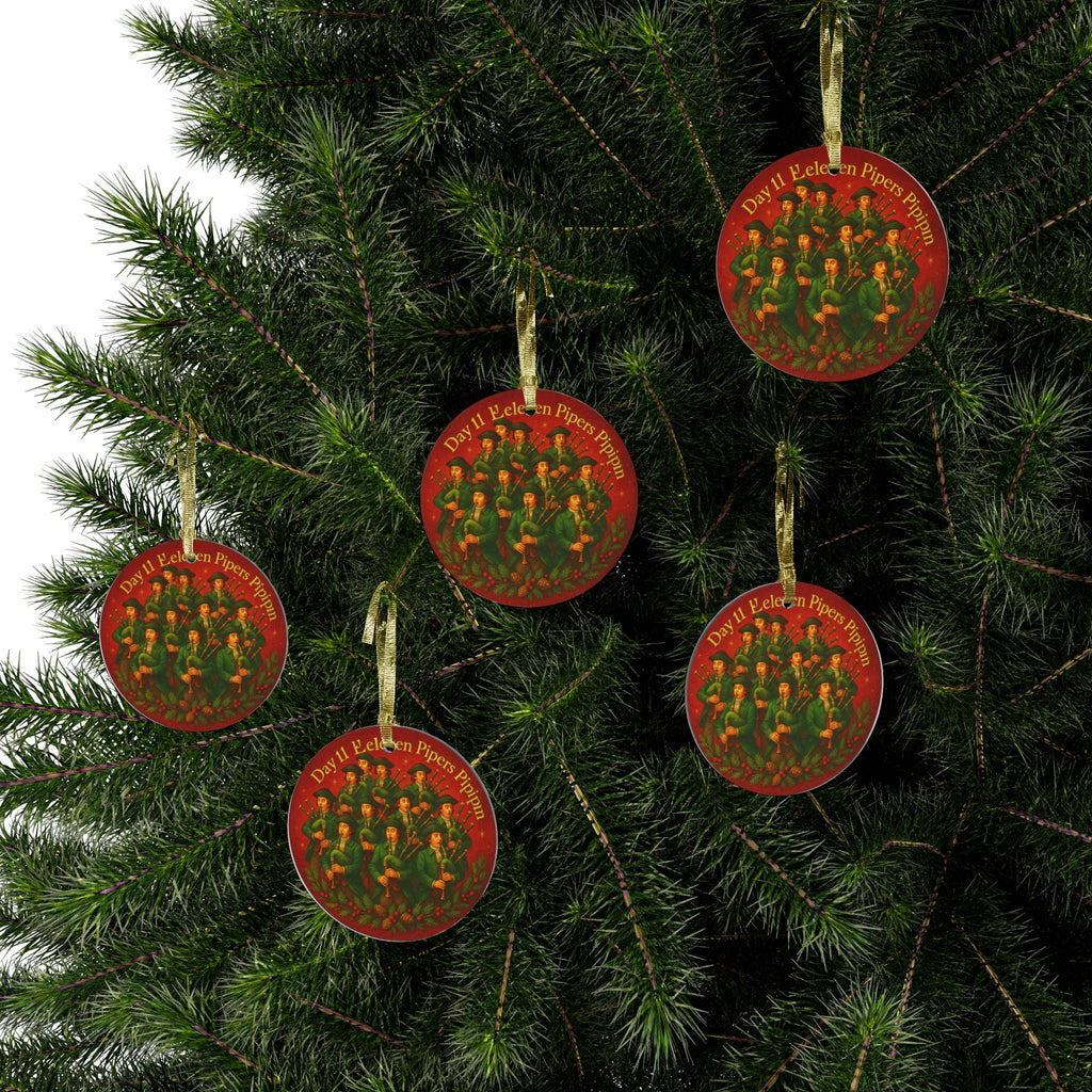Eleven Pipers Piping Ornament | Acrylic Christmas Tree Decoration | 12 Days of Christmas Ornament