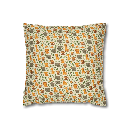 Autumn Woodland Animals Fox & Mushroom Spun Polyester Pillowcase, Fall Decor, Forest Creatures Cushion Cover, Woodland Nursery Accent,