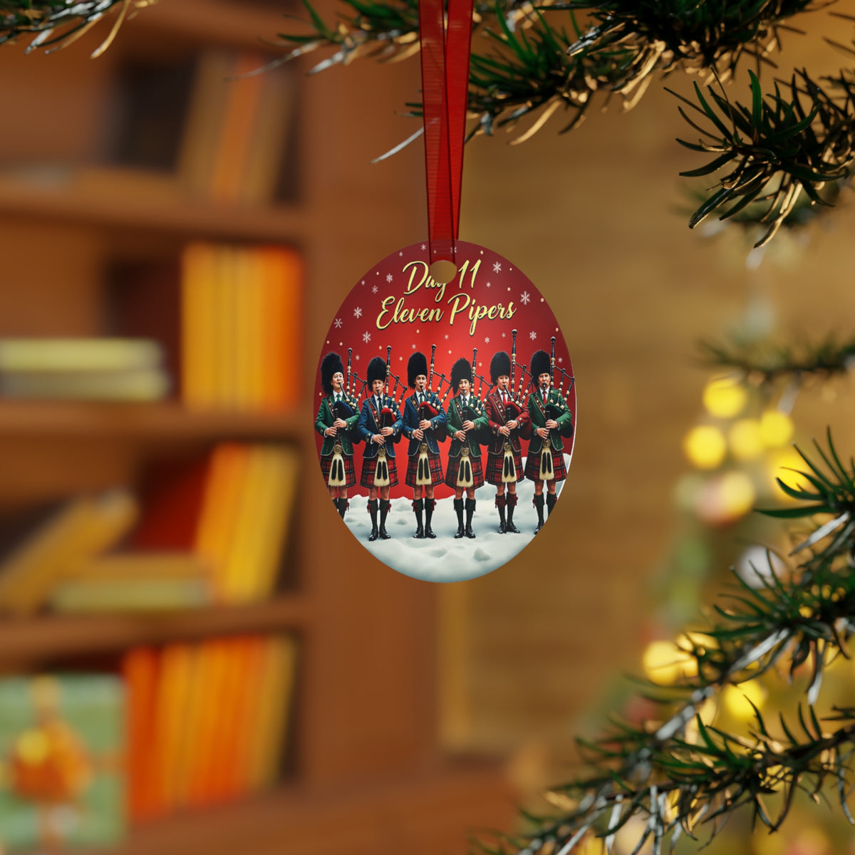 Metal Ornaments - Day 11 Eleven Pipers Pipipin Ornament, Christmas Tree Decoration, Holiday Gift, Festive Decor, Unique Holiday Keepsake