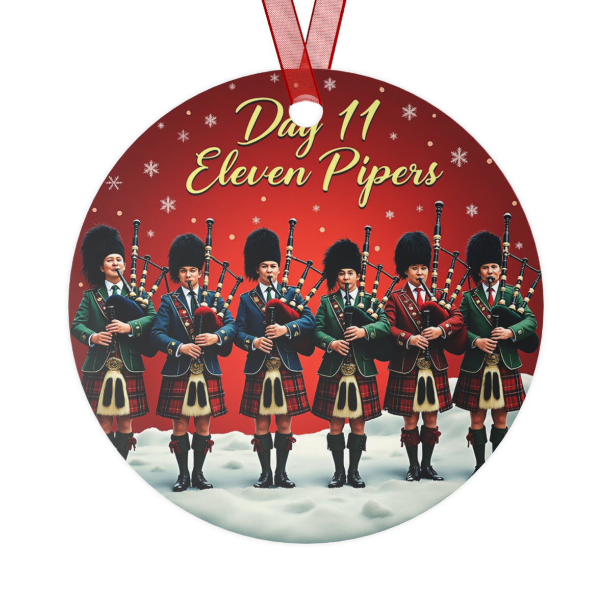 Metal Ornaments - Day 11 Eleven Pipers Pipipin Ornament, Christmas Tree Decoration, Holiday Gift, Festive Decor, Unique Holiday Keepsake