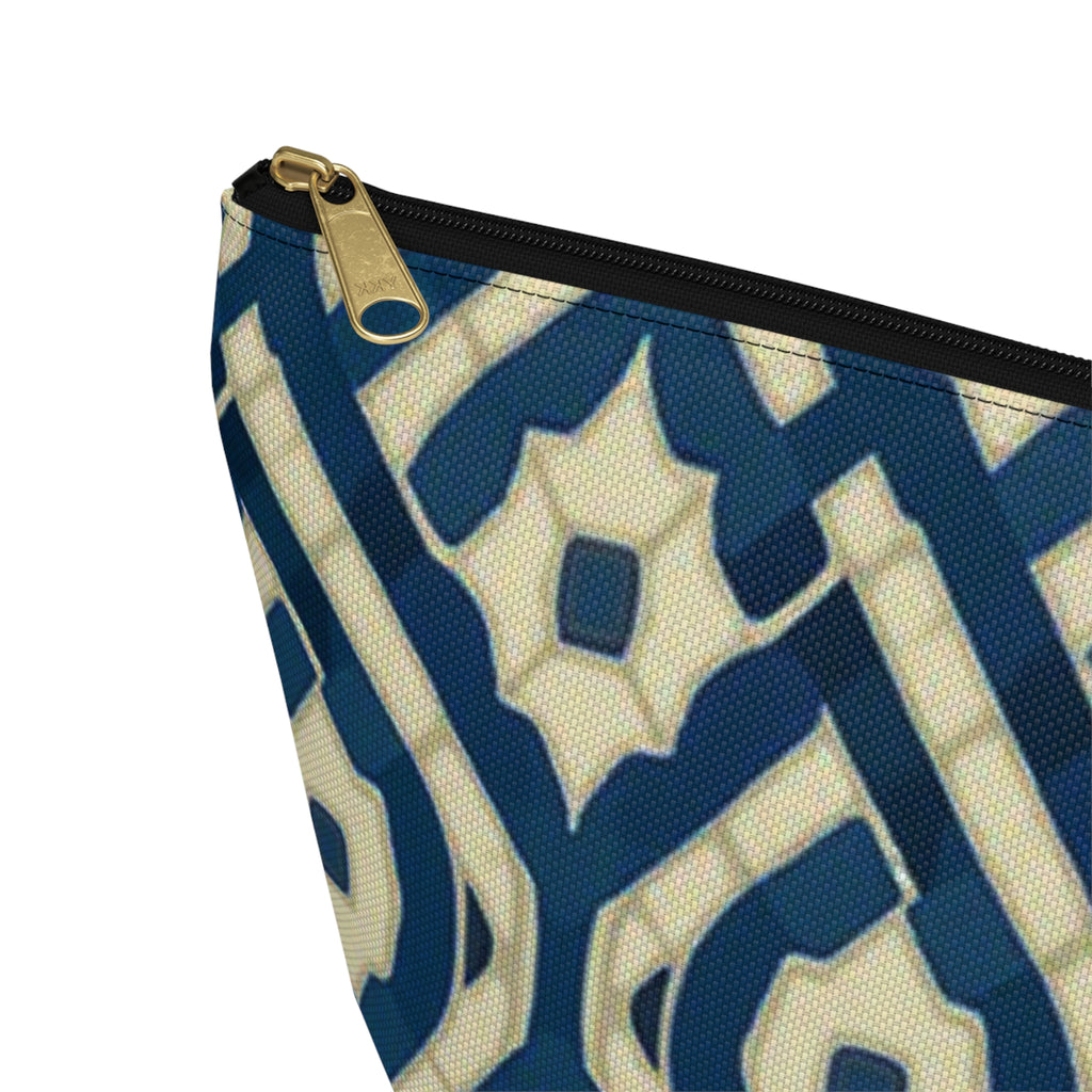 Patina Blue Geometric Accessory Pouch