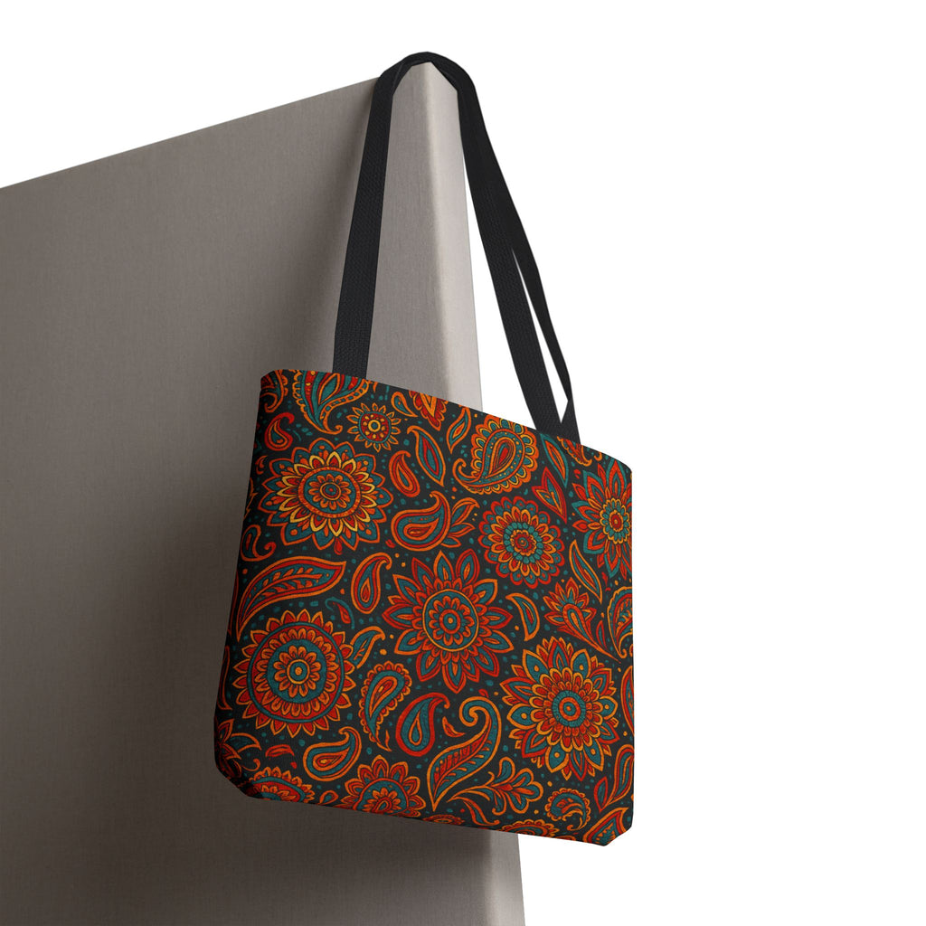 Boho Paisley Floral Pattern Tote Bag | Autumn Mandala All-Over Print