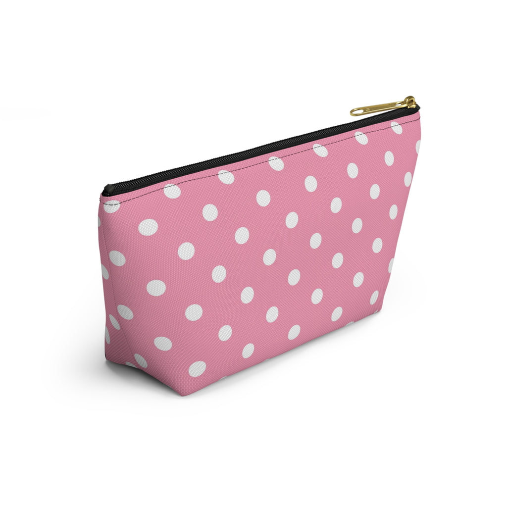 Pink Polka Dot Accessory Pouch | T-Bottom Makeup Bag