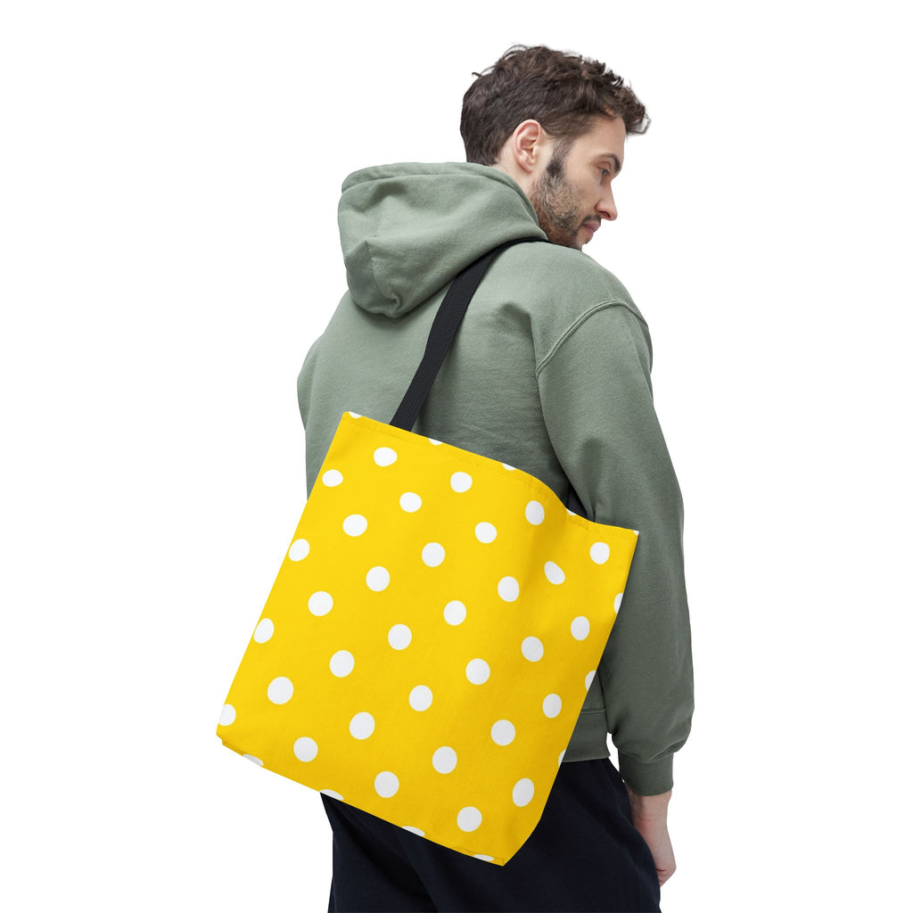 Yellow & White Polka Dot Yellow Tote Bag | All-Over Print