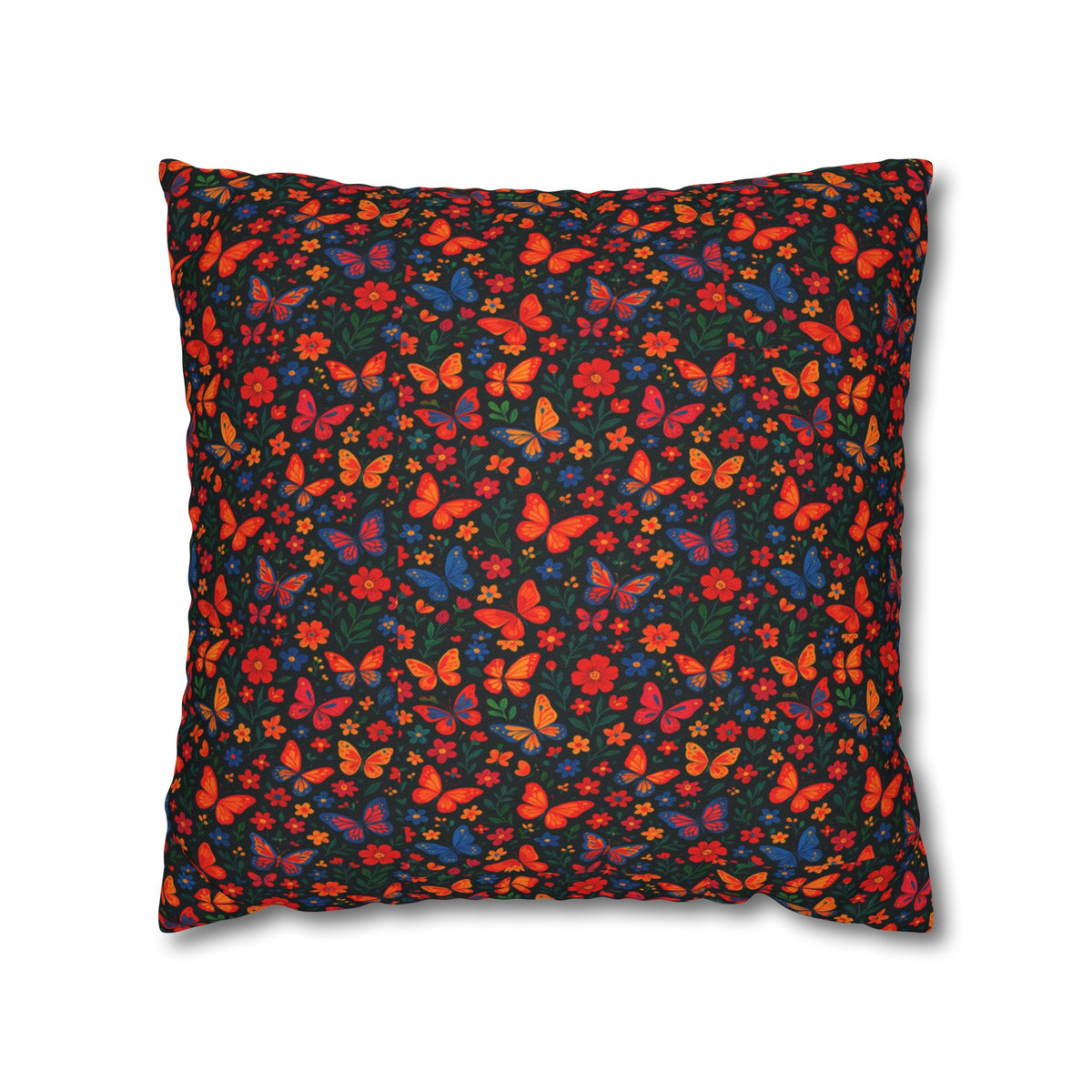 Butterflies Floral Pillowcase, Home Decor, Throw Pillow Cover, Bedroom Accessory, Gift for Her, Spun Polyester Square Pillow