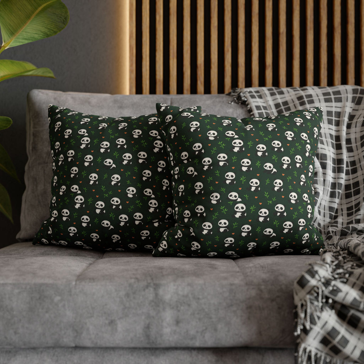 Panda Pattern Pillowcase, Decorative Pillow Cover, Animal Print Cushion Case, Cute Home Decor Accent, Gift for Panda Lovers