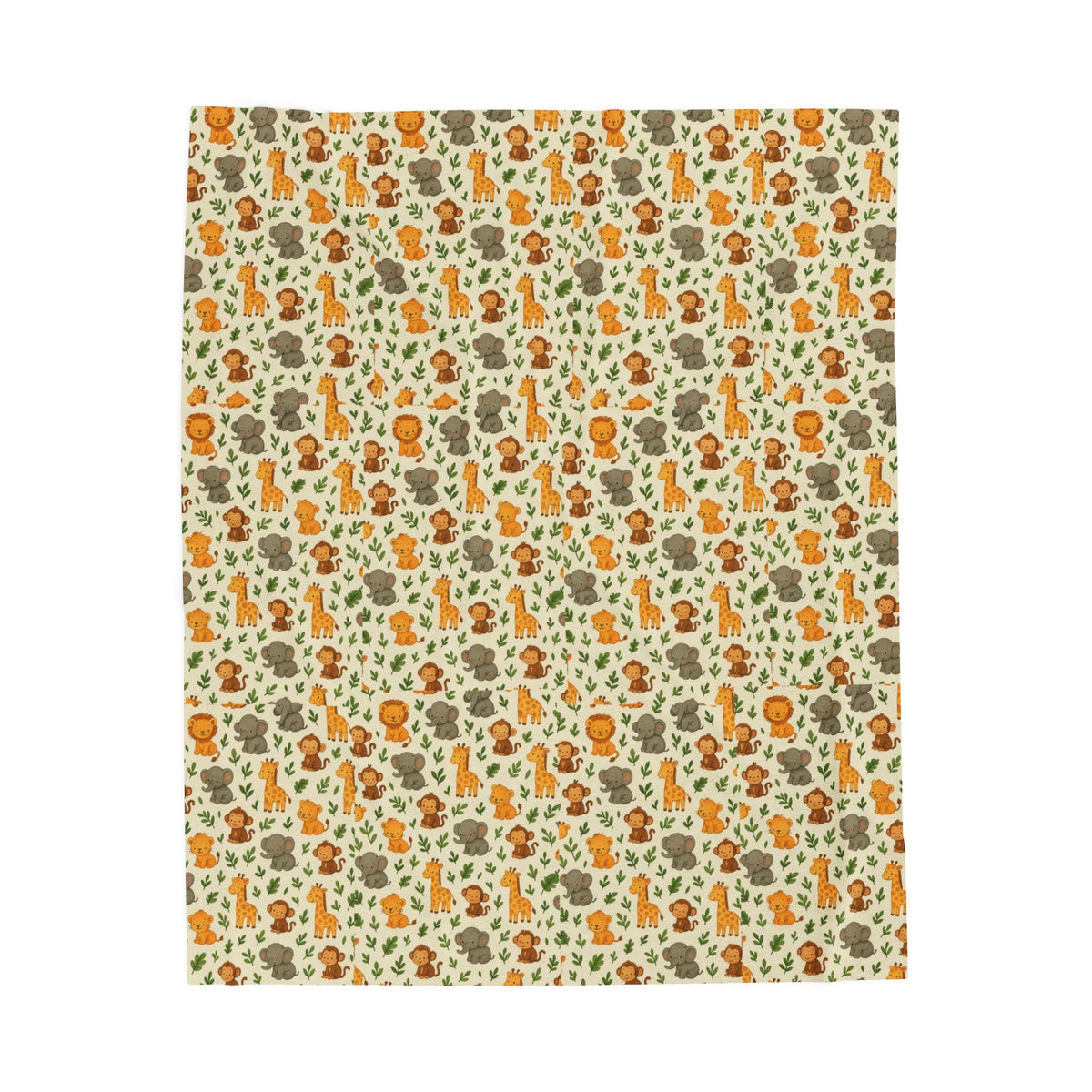 Autumn Woodland Animals Velveteen Plush Blanket | Fox & Mushroom Pattern
