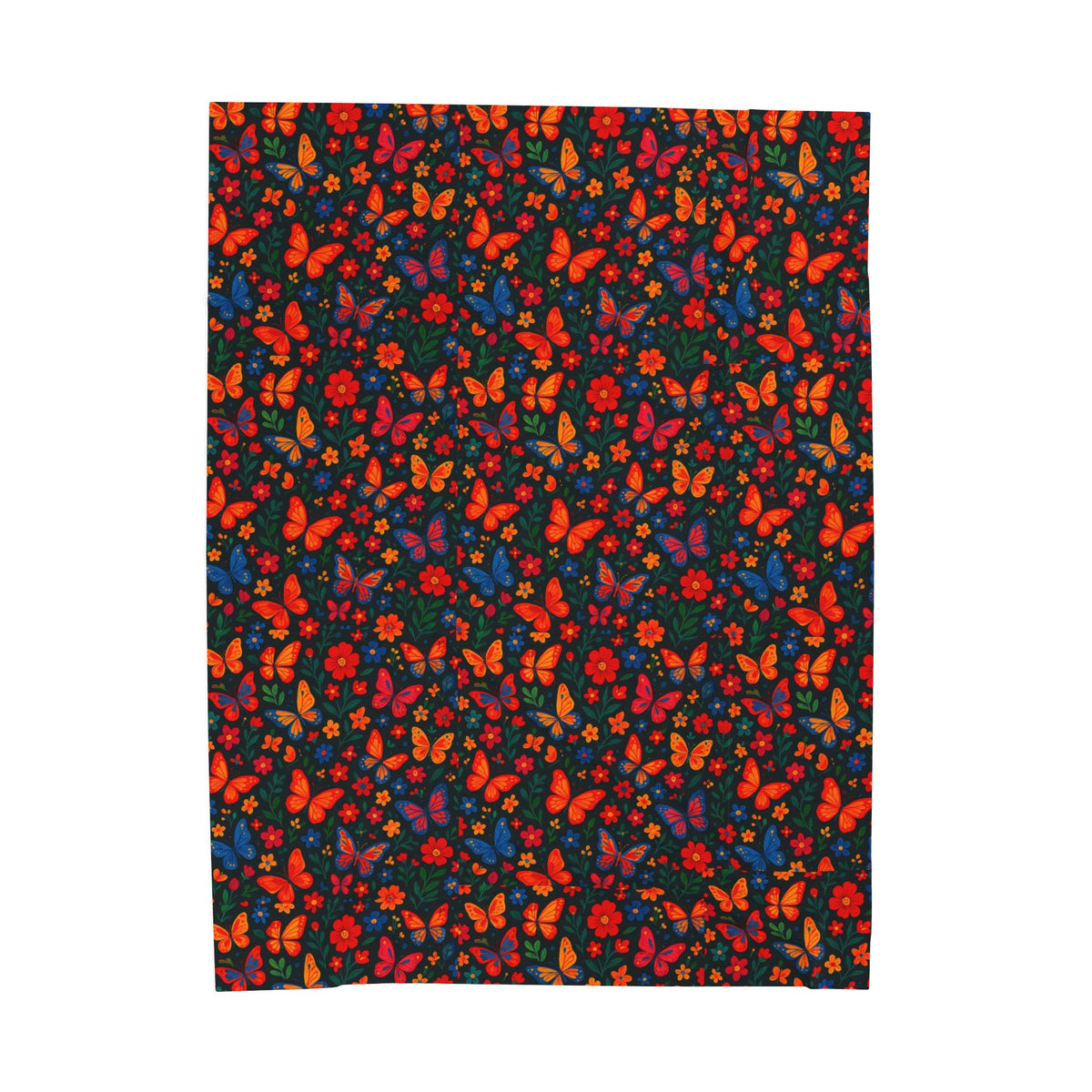 Autumn Butterflies Velveteen Plush Blanket | Fall Leaf Pattern, Cozy Throw Blanket, Fluttering Butterfly Bedding, Soft Autumn Lap Blanket,