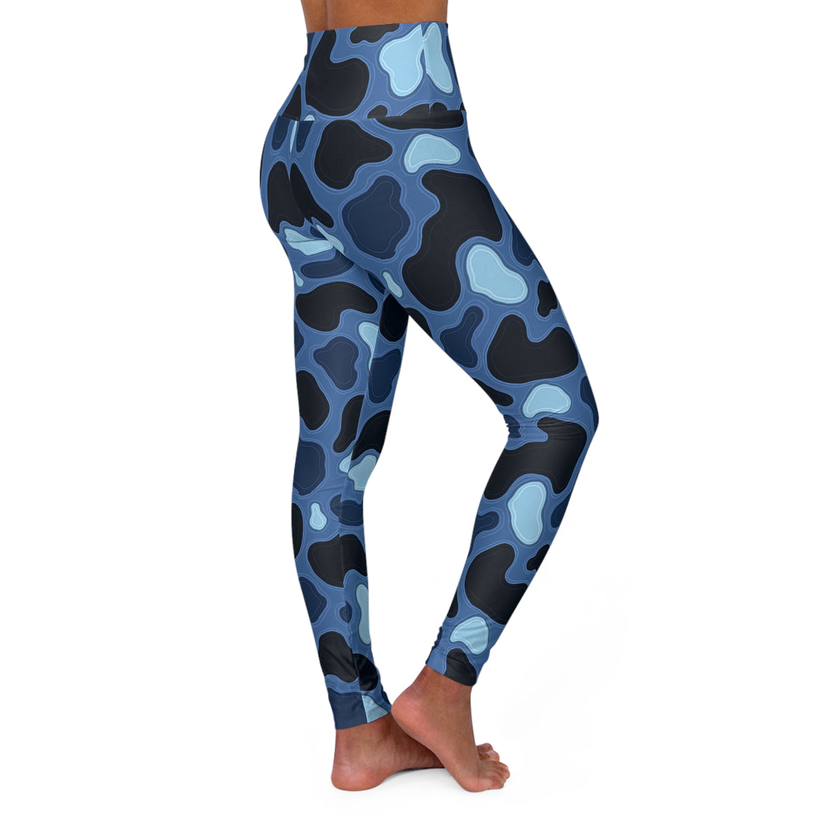 Patina Blue Army Pattern High Waisted Yoga Leggings | All-Over Print