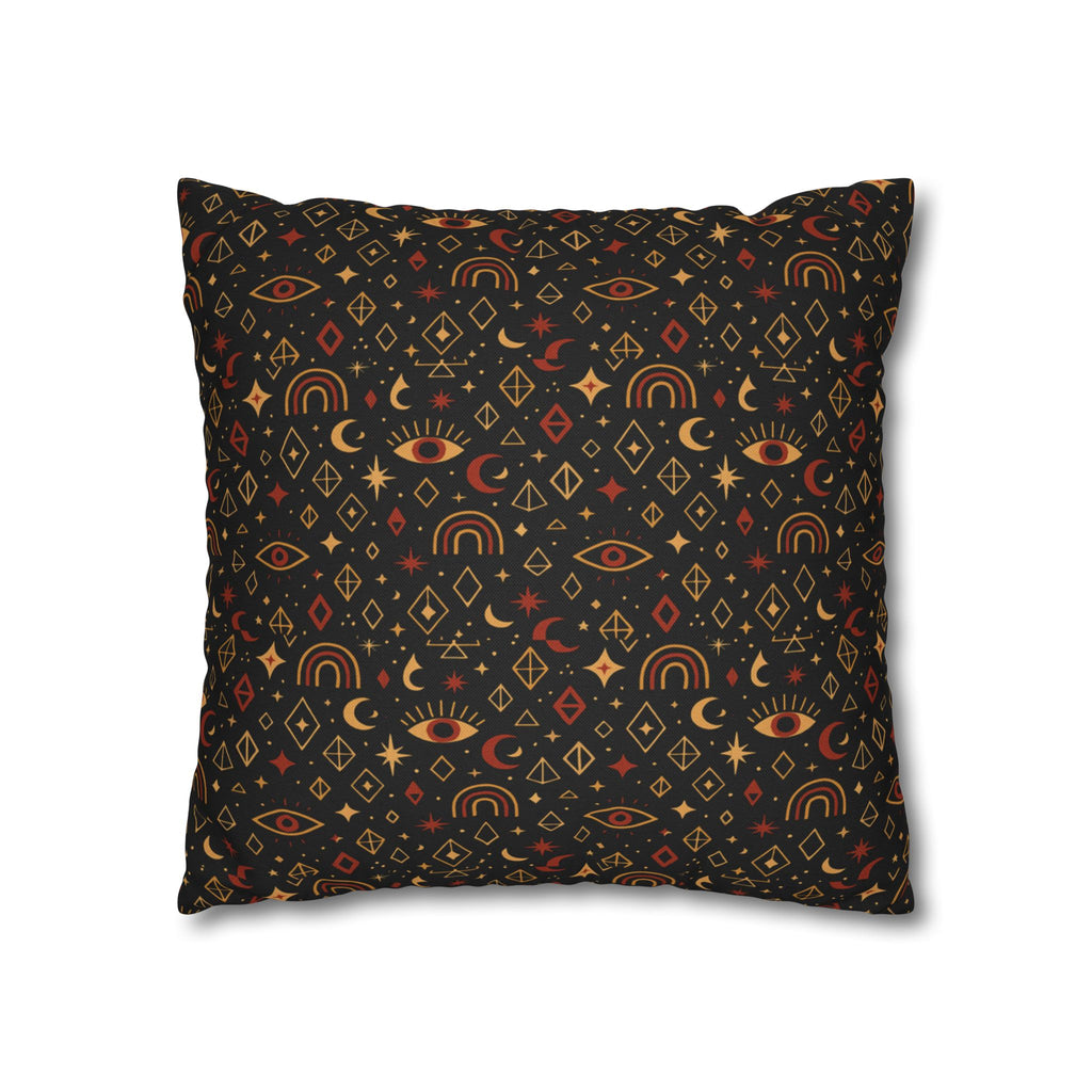 Mystic Eye Pattern Pillowcase | Boho Celestial Motif, Dark Autumn Colors