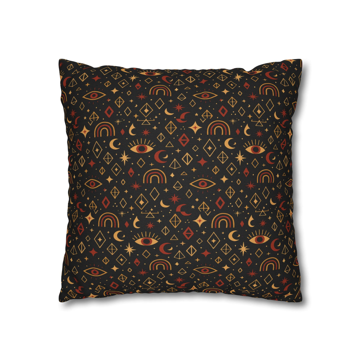 Mystic Eye Pattern Pillowcase | Boho Celestial Motif, Dark Autumn Colors