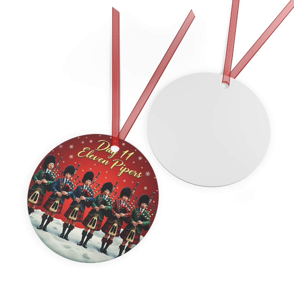Metal Ornaments - Day 11 Eleven Pipers Pipipin Ornament, Christmas Tree Decoration, Holiday Gift, Festive Decor, Unique Holiday Keepsake