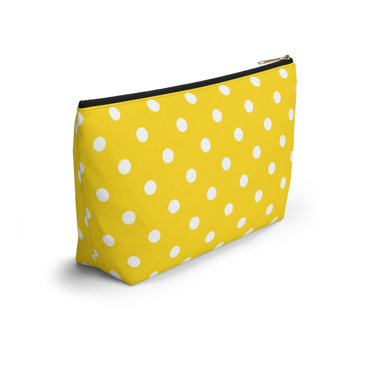 Yellow White Polka Dot Accessory Pouch | T-Bottom Cosmetic Bag